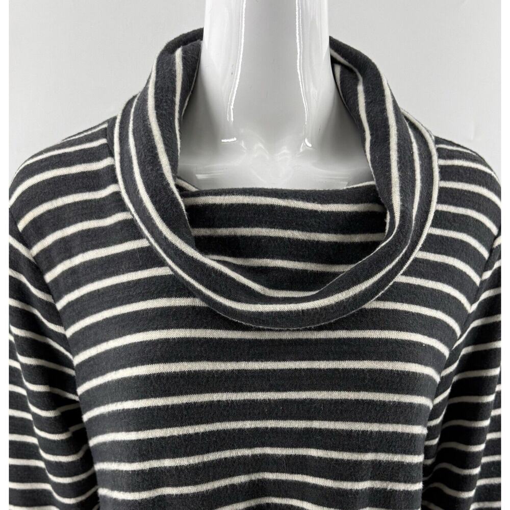Maurices Womens Gray White Stripe Sweater Size XL Cowl Neck Knot Hem Pullover - Picture 3 of 7